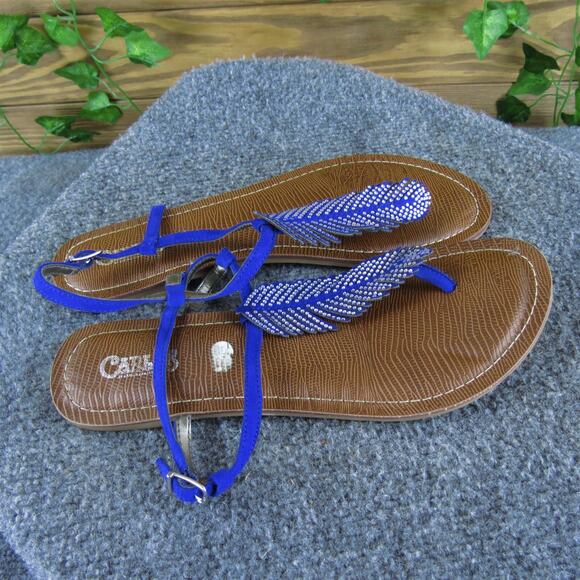 Charles by Charles David Women's Fionna T-Strap Blue Fabric 8.5 Medium Used 2025 - Picture 3 of 6